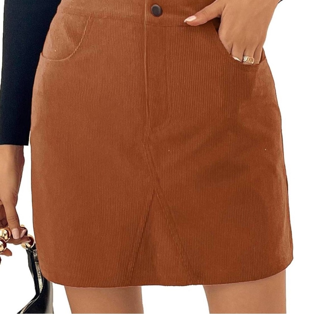 Kate Kasin Women’s Rust Orange Mini Pencil Fall Corduroy Skirt Large New W/tags